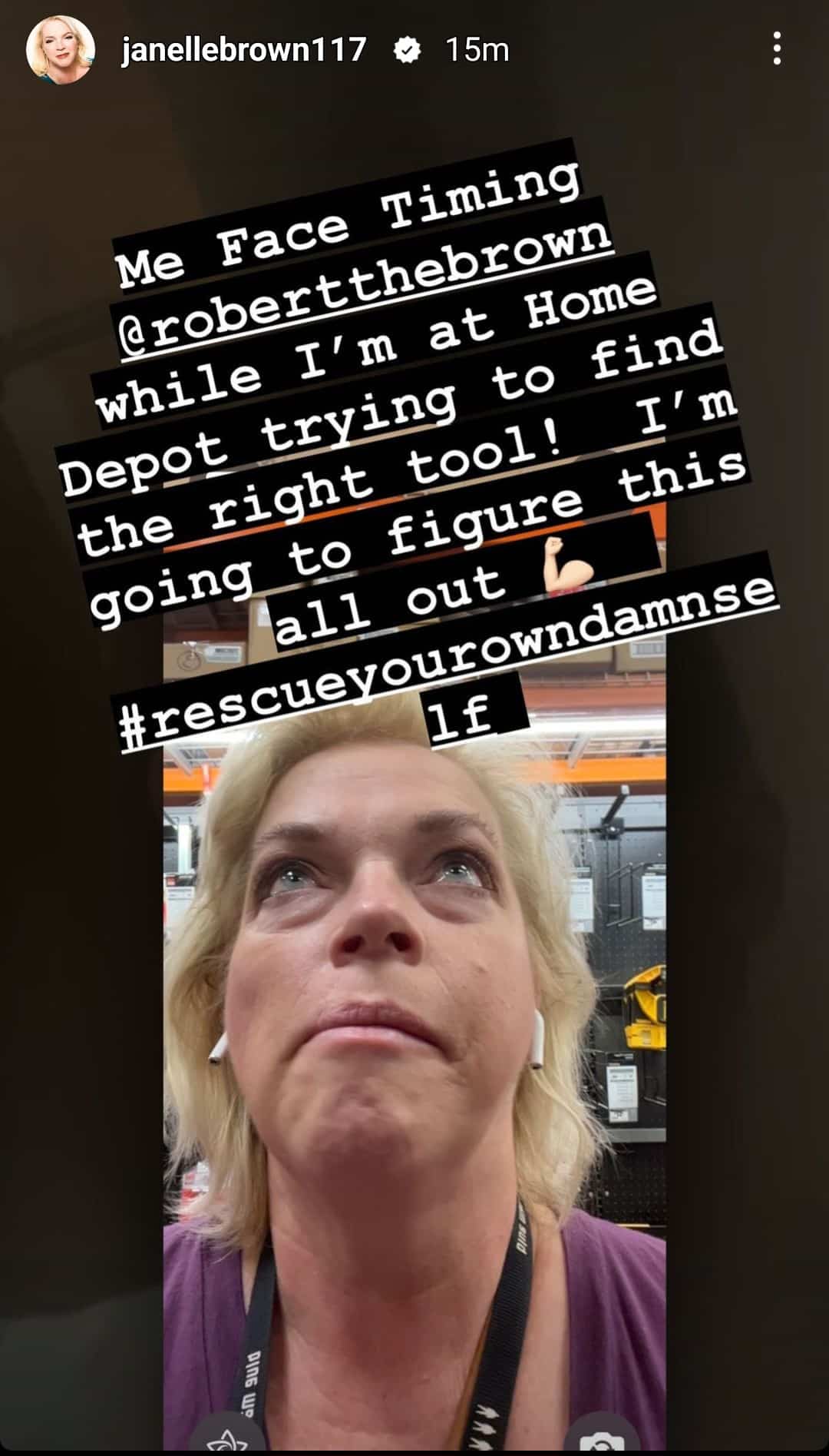 janelle brown's screenshot instagram story from home depot