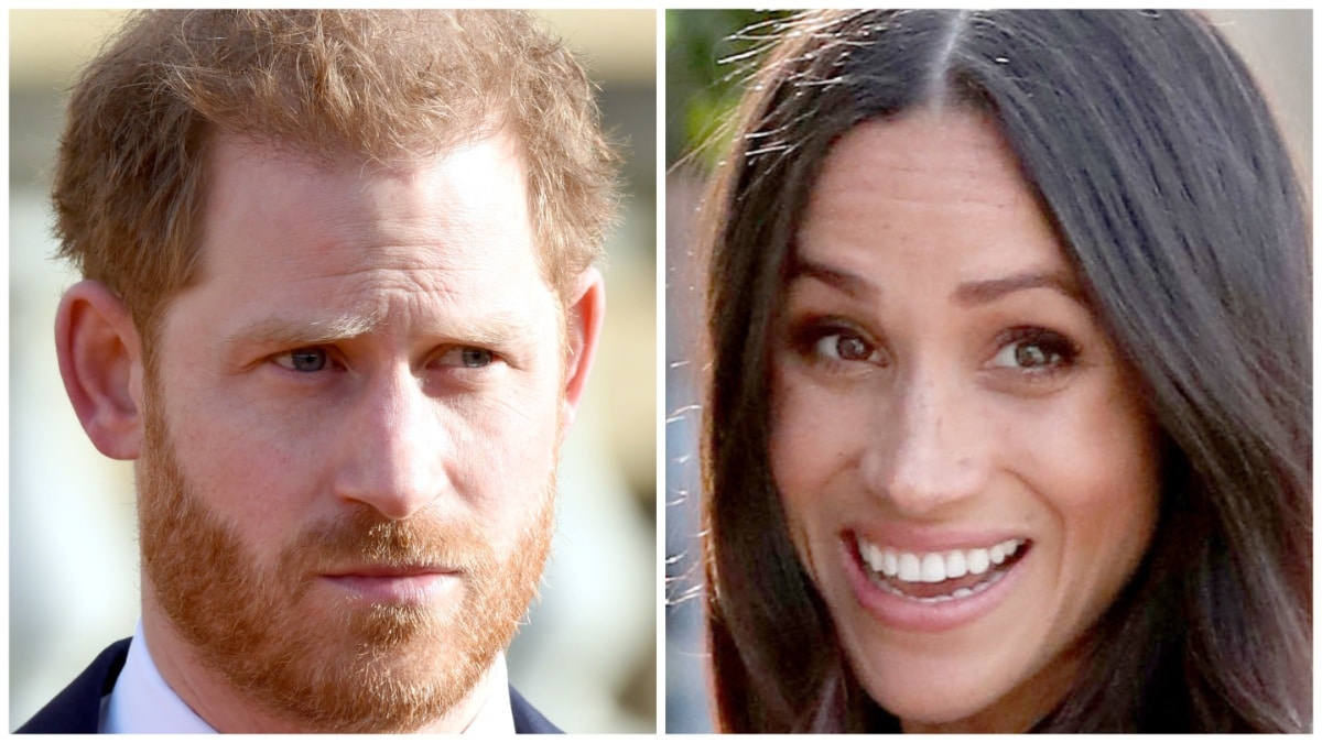 Prince Harry and Meghan Markle at different events.