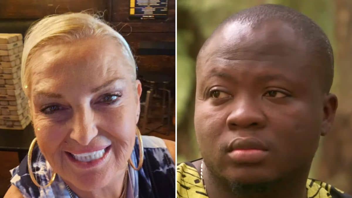 90 Day Fiance stars Angela Deem Instagram selfie and Michael llesanmi screenshot photo.