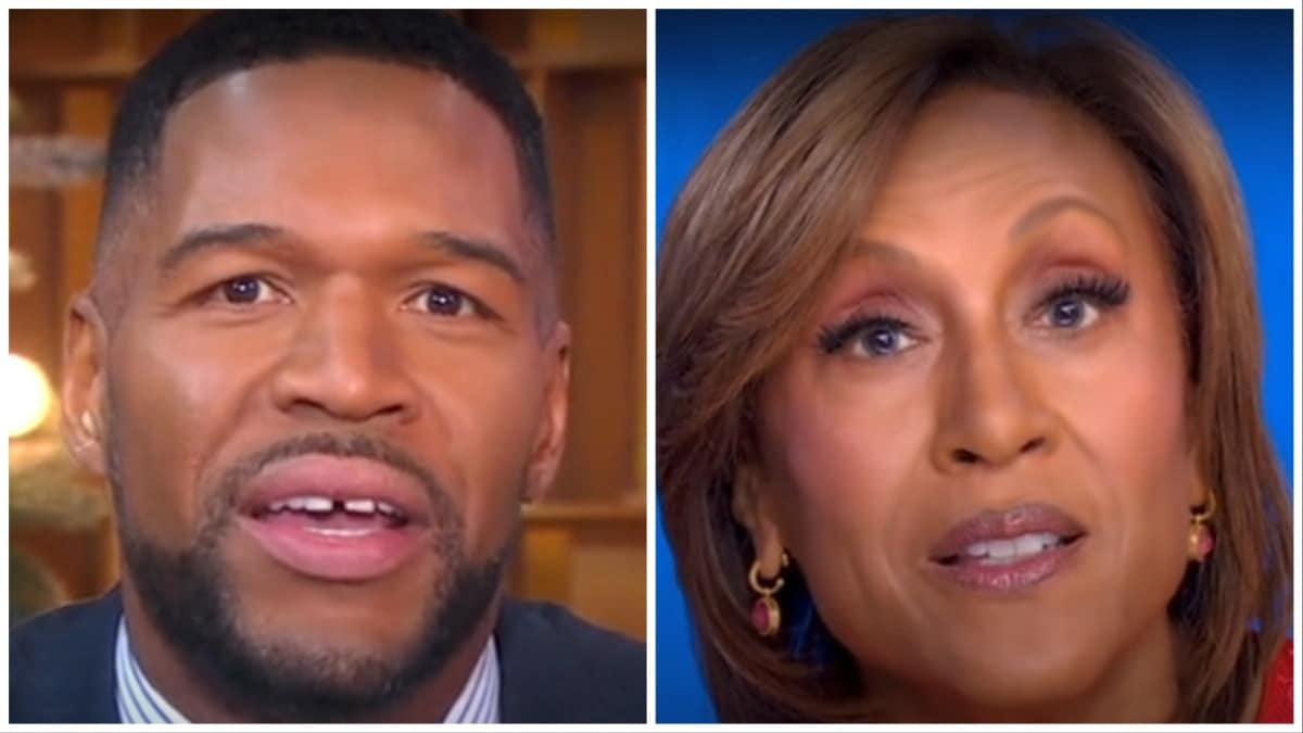 michael strahan and robin roberts face shots from abc gma episodes