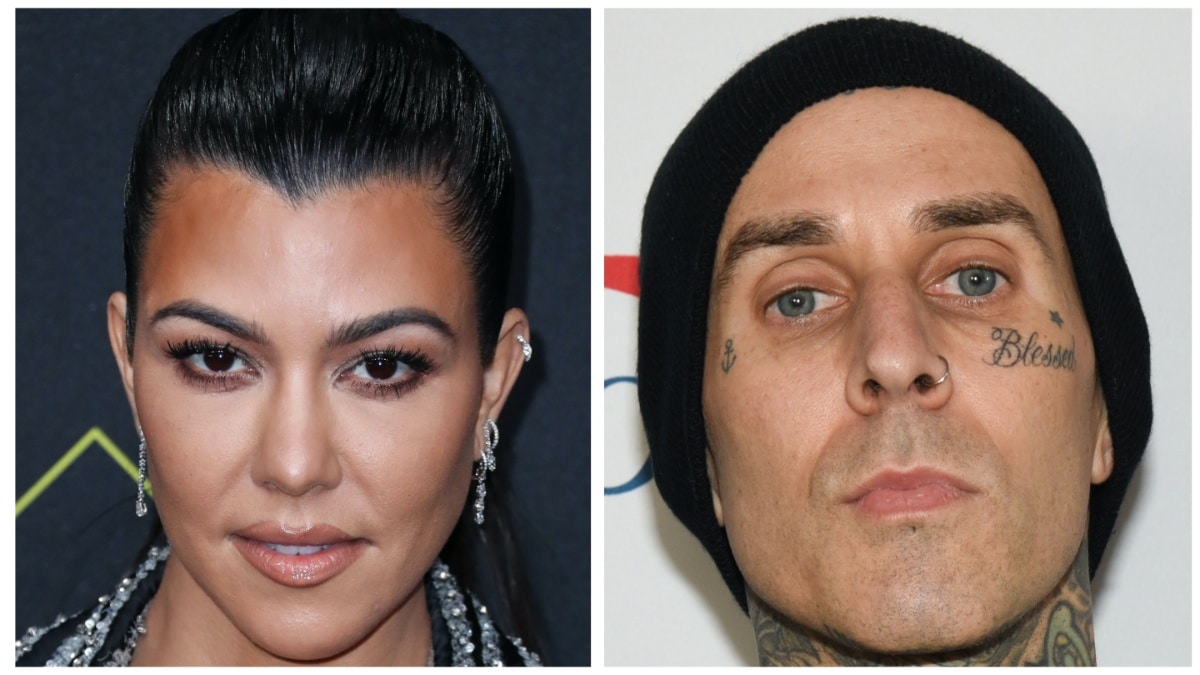 kourtney kardashian and travis barker face shots from 2019 E People choice awards and iheartradio alterego 2020 event