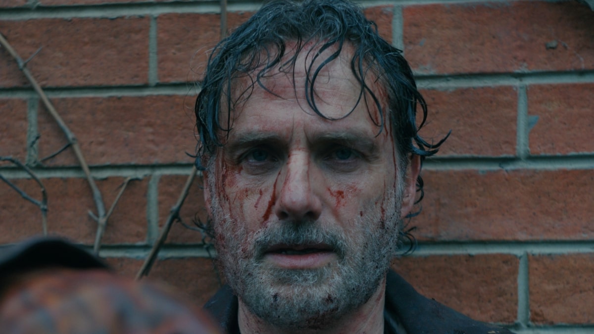 Rick Grimes stares into the camera on The Walking Dead: The Ones Who Live. Pic credit: AMC/Gene Page