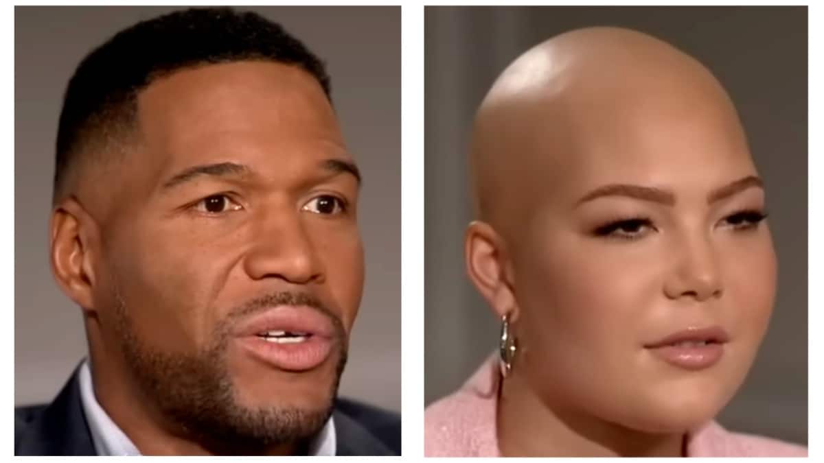 michael strahan and his daughter isabella strahan face shots from abc gma episode on friday january 12 2024
