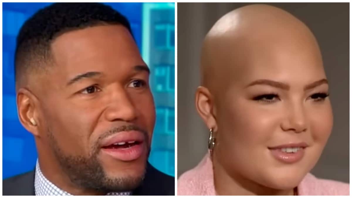 michael strahan and isabella strahan face shots from gma 2024 on abc