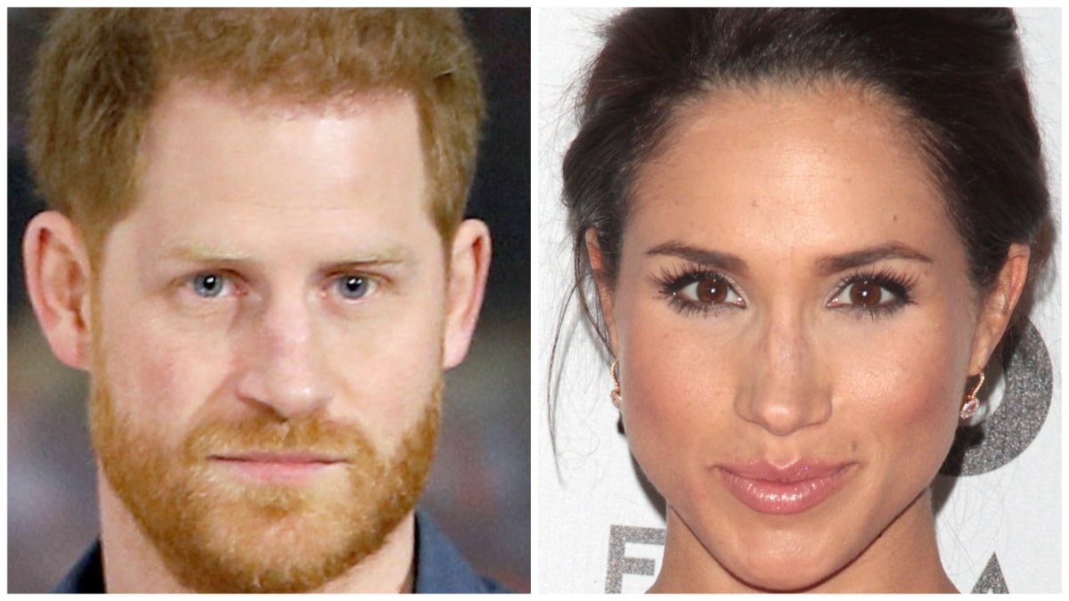 Prince Harry and Meghan Markle at separate events.