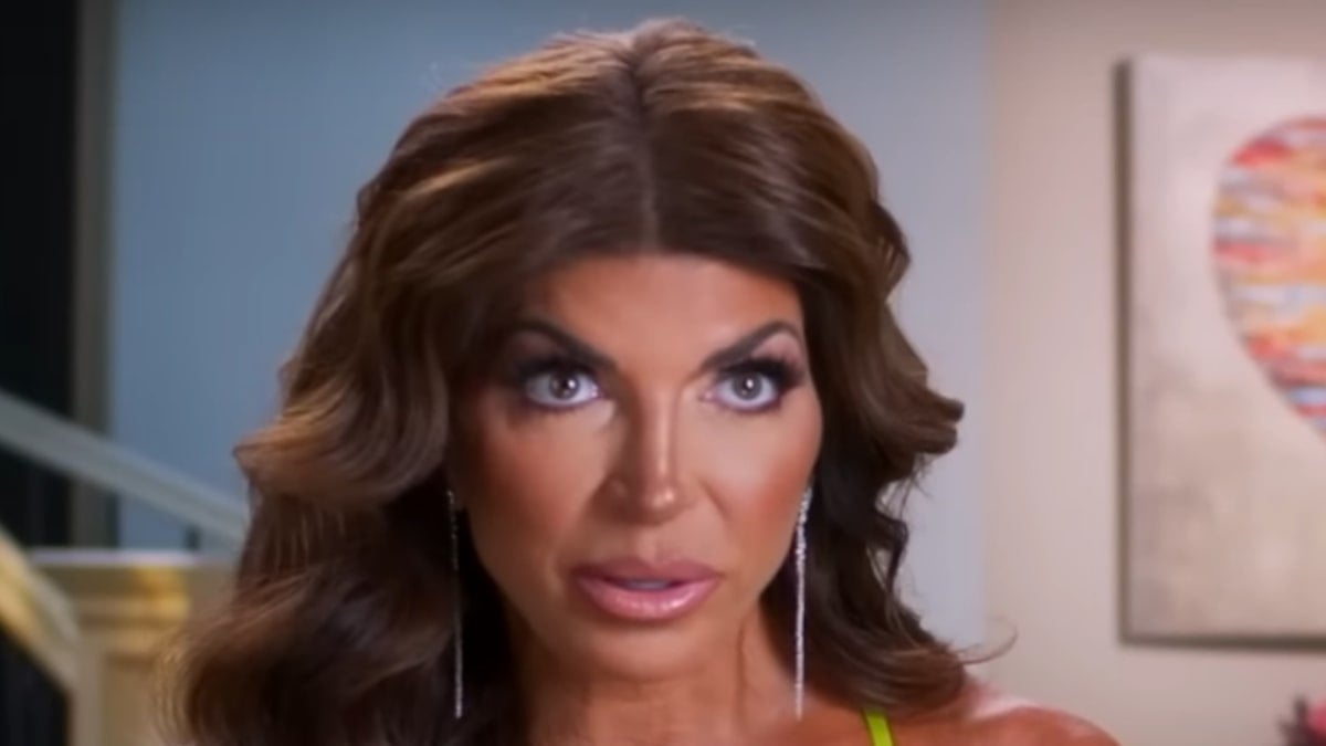 Teresa Giudice in a confessional for The Real Housewives of New Jersey