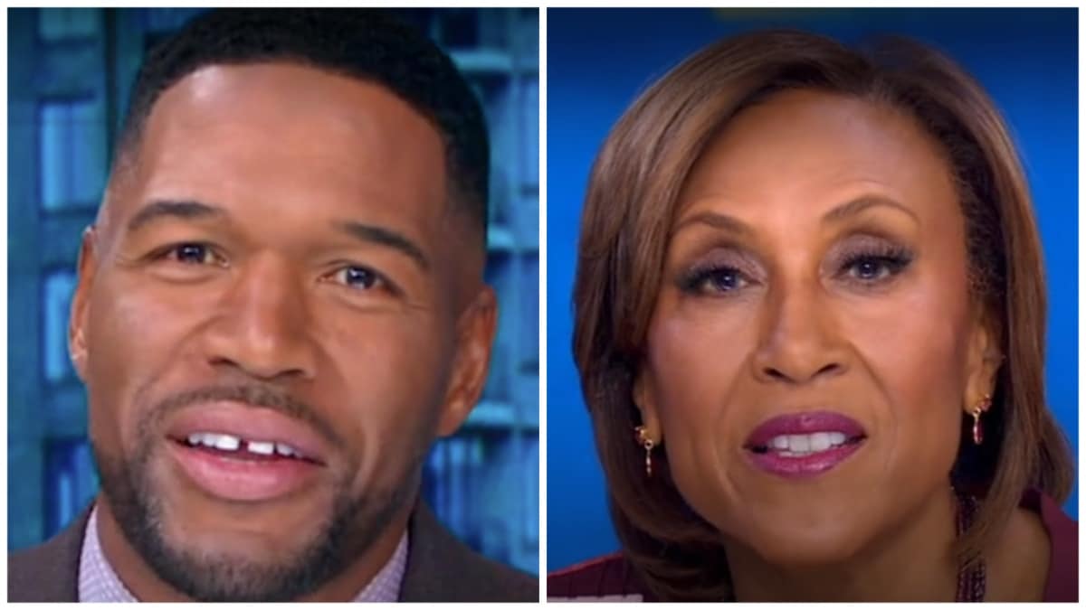 michael strahan and robin roberts face shots from abc gma episodes