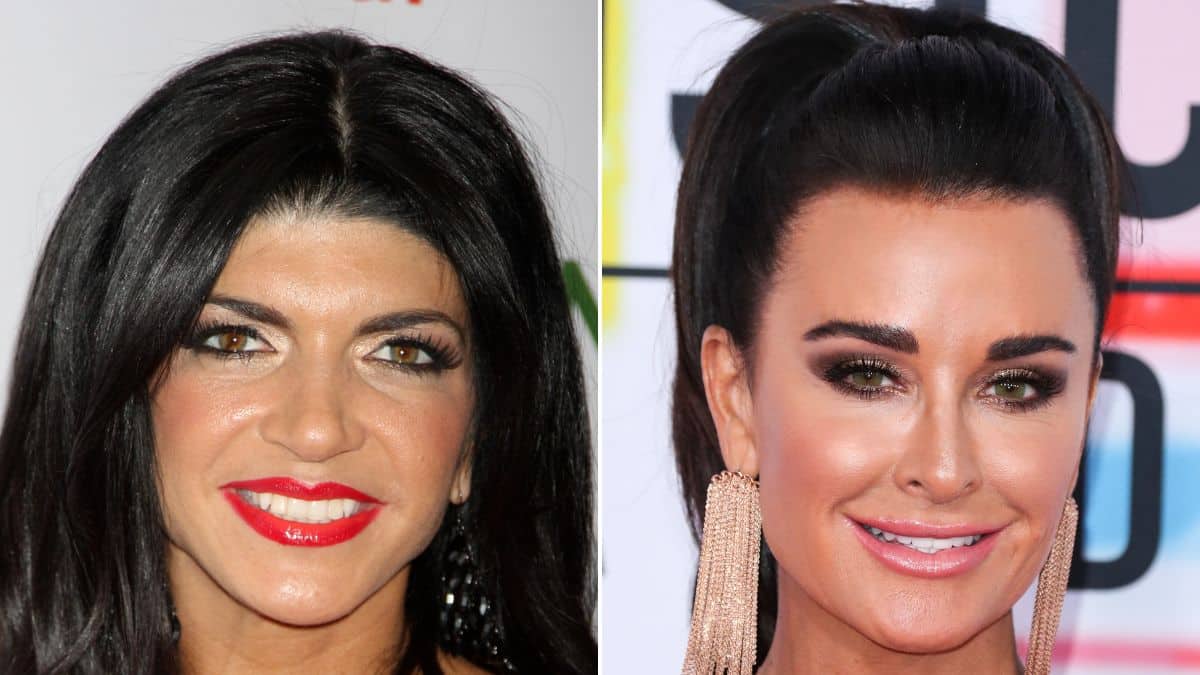 RHOBH star Kyle Richards at the American Music Awards 2018, and RHONJ star Teresa Giudice at a 2011 gala.