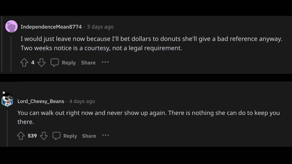 comments from Redditors about work drama