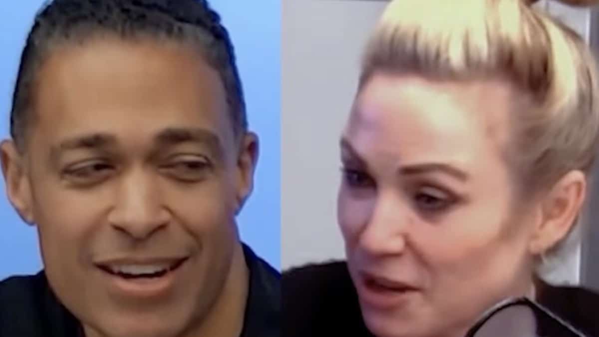 tj holmes and amy robach face shots from podcast clip on instagram